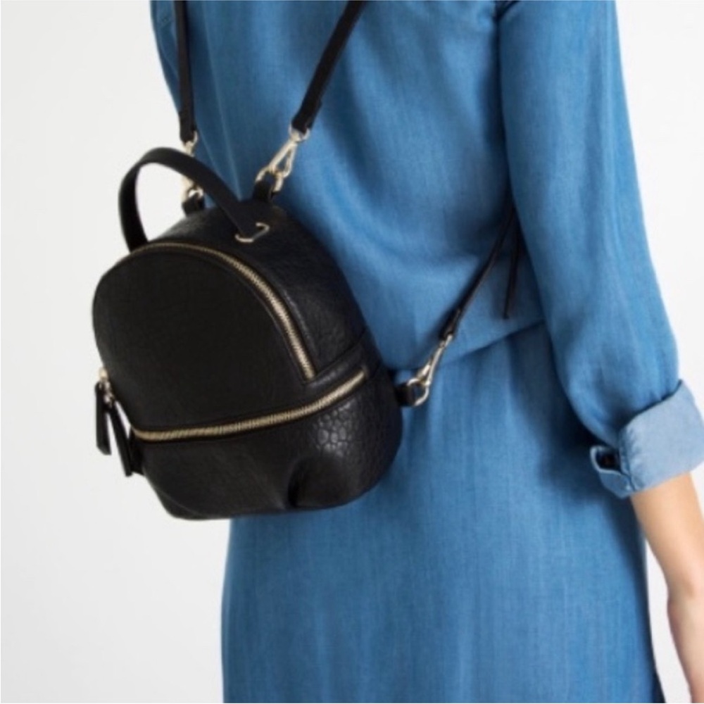 Zara Black Mini Backpack Sleek Design